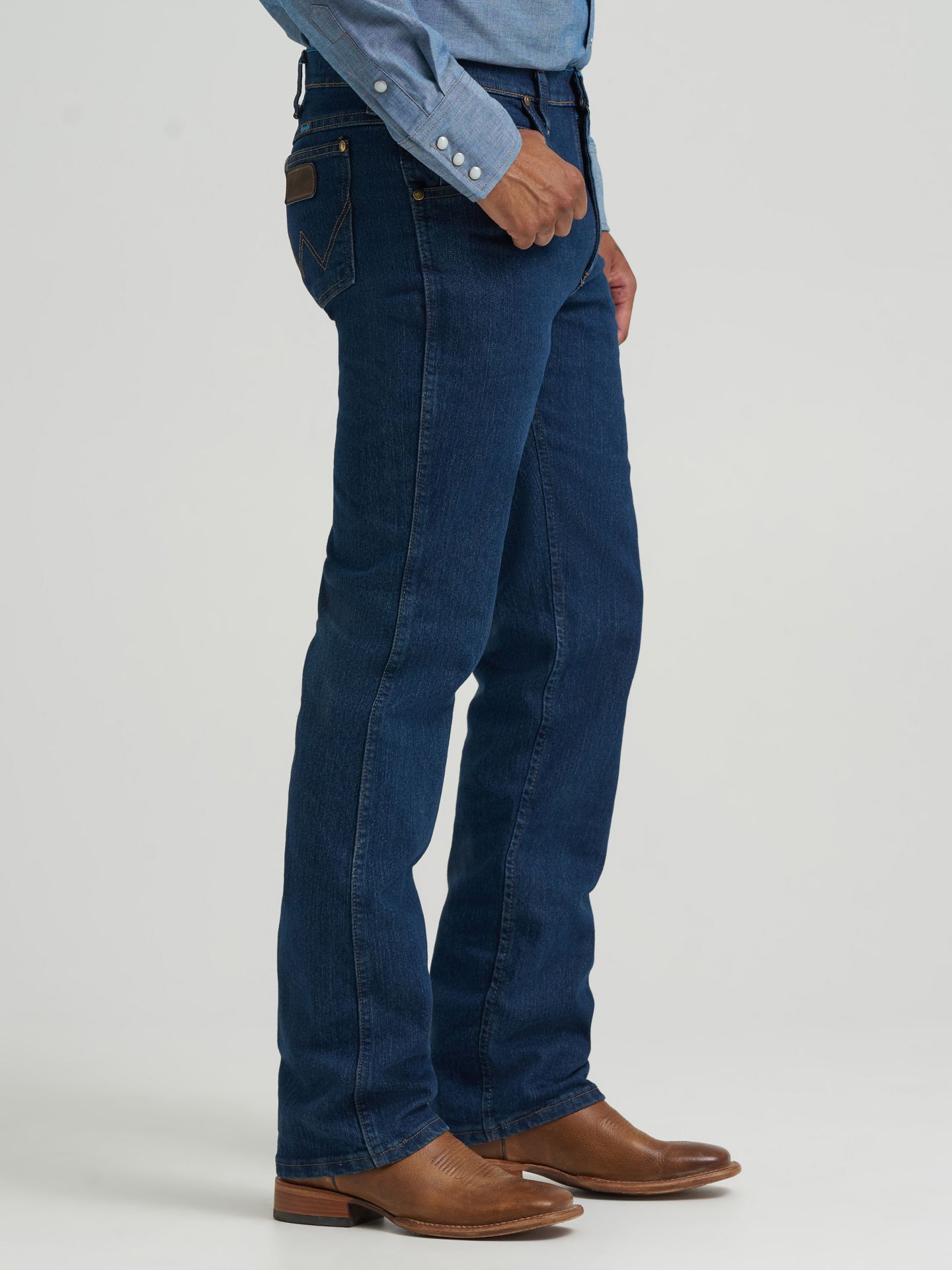 Мужские джинсы Wrangler Premium Performance Cowboy Cut® Advanced Comfort Wicking Slim Fit, цвет: Тёмно-синий — фото 4