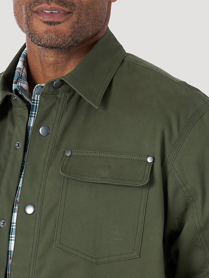 Wrangler® RIGGS Workwear® Tough Layers Fleece Lined Work Shirt Jacket in Loden alternative view 3