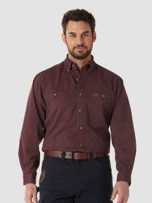 Wrangler® RIGGS Workwear® Long Sleeve Pocket T-Shirt in Burgundy