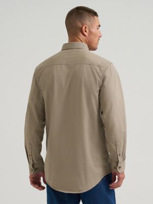 Wrangler&reg; RIGGS Workwear&reg; Long Sleeve Button Down Solid Twill Work Shirt in Khaki