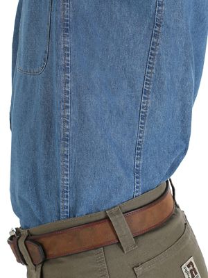 Wrangler® RIGGS Workwear® Long Sleeve Button Down Solid Denim Work Shirt