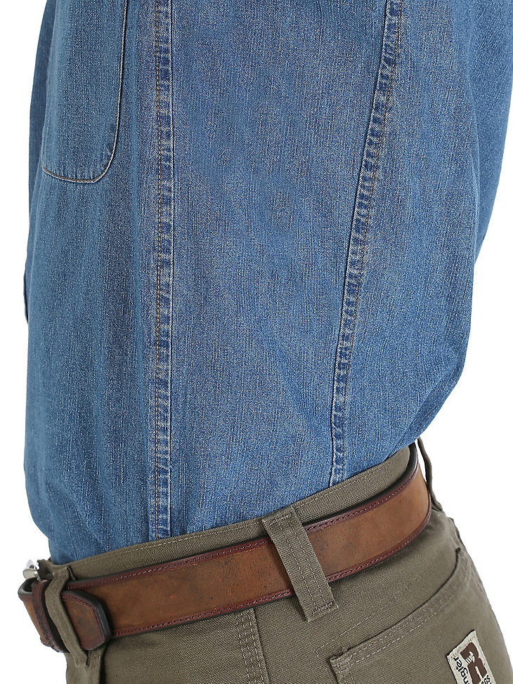 Wrangler® RIGGS Workwear® Long Sleeve Button Down Solid Denim Work Shirt in Antique alternative view 3
