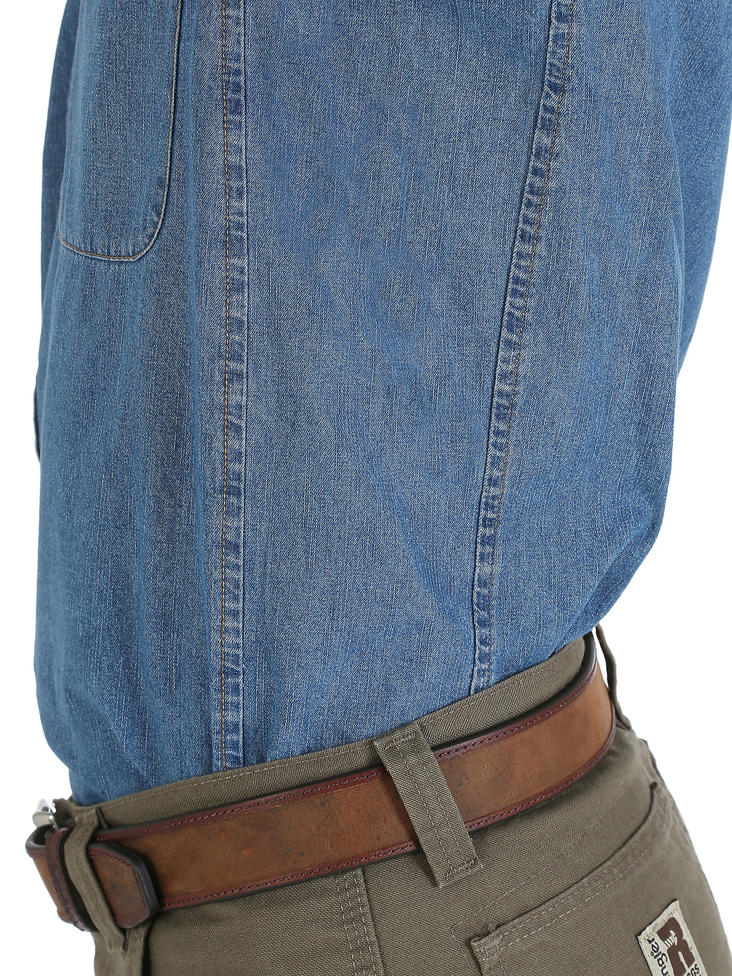 Wrangler® RIGGS Workwear® Long Sleeve Button Down Solid Denim Work Shirt in Antique alternative view 3
