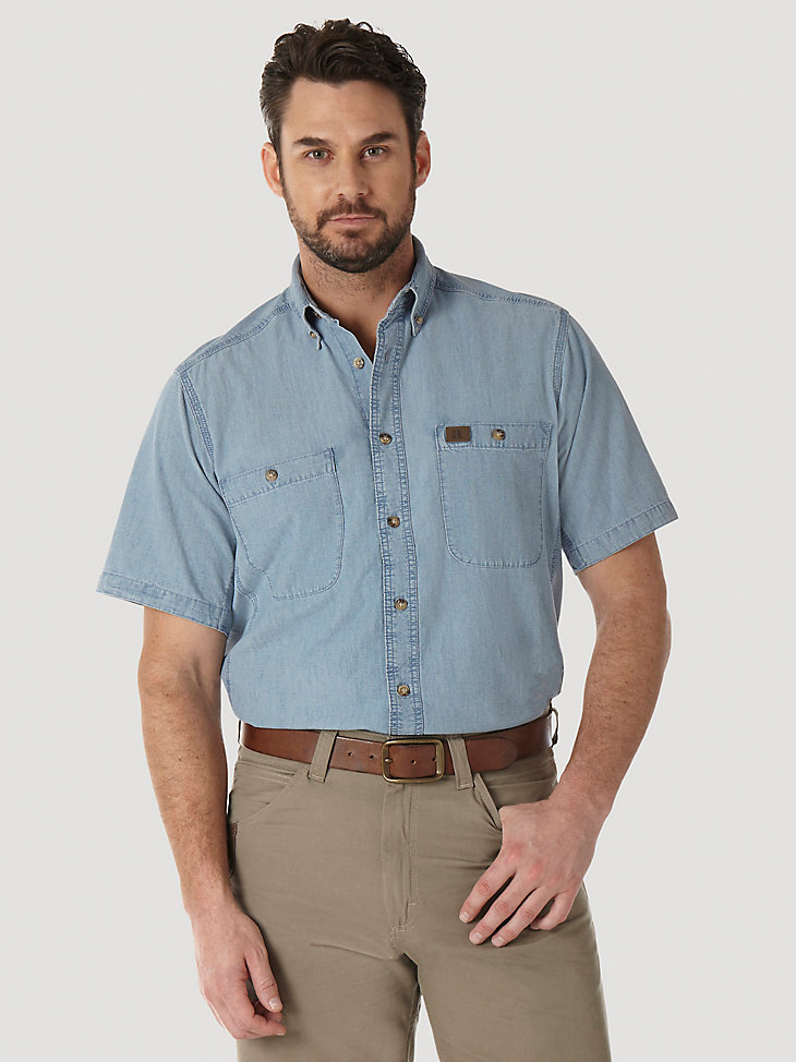Wrangler® RIGGS Workwear® Chambray Work Shirt in Light Blue main view
