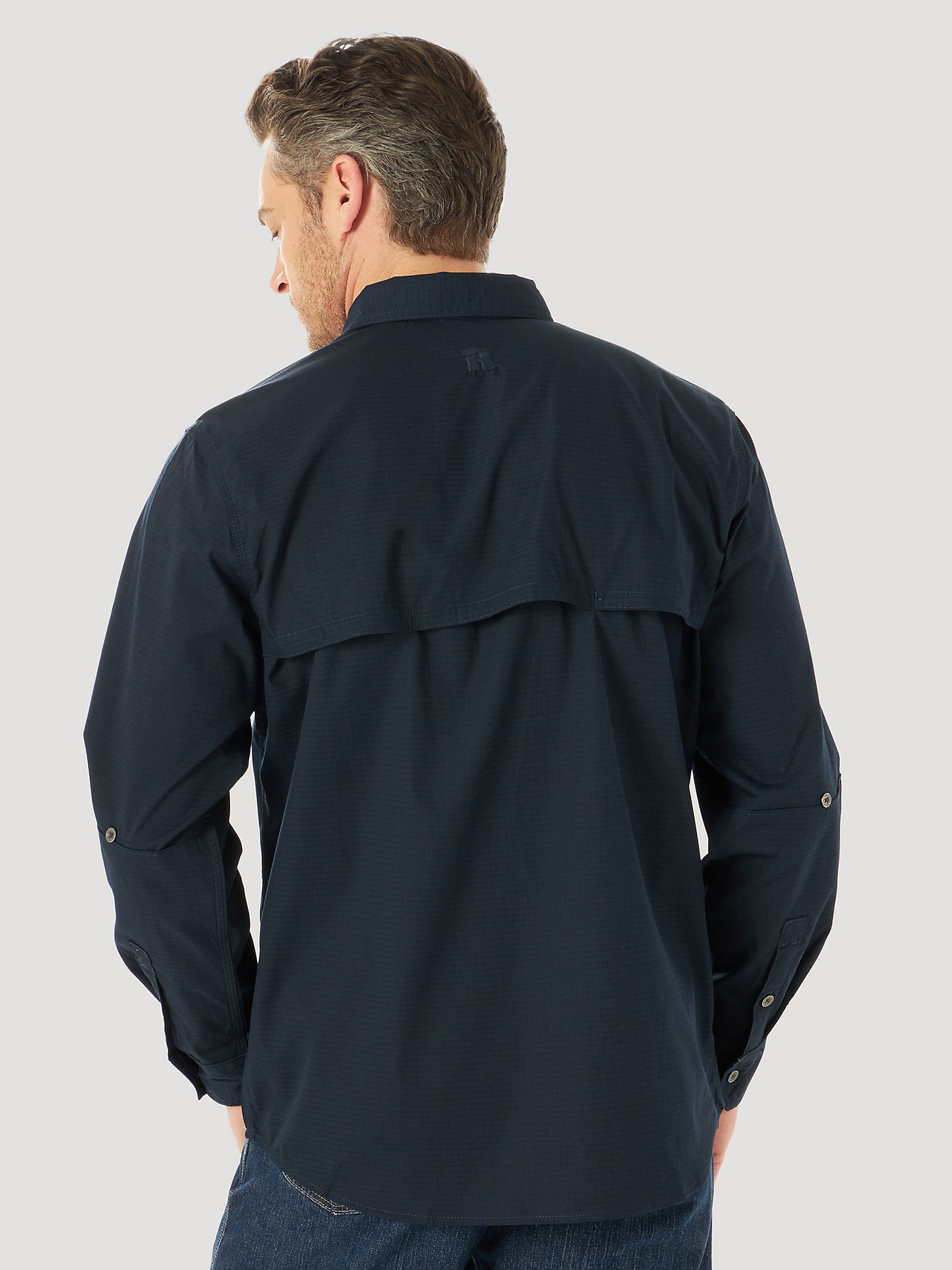 Wrangler® RIGGS Workwear® Long Sleeve Vented Solid Work Shirt in Navy alternative view 1