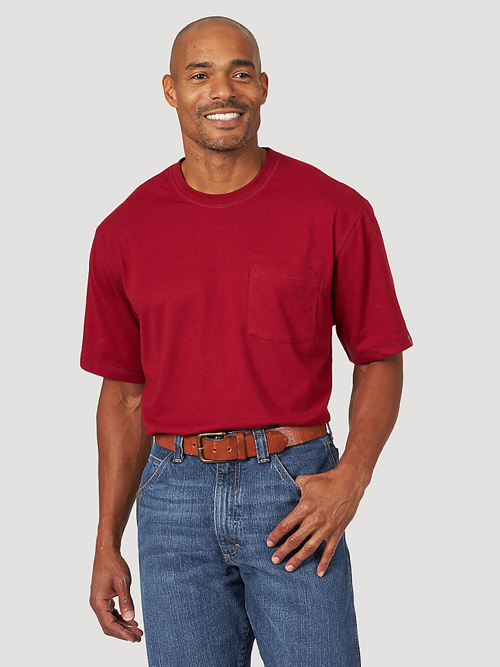 Wrangler® RIGGS Workwear® Short Sleeve 1 Pocket Performance T-Shirt in Currant Red main view