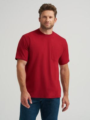 Wrangler® RIGGS Workwear® Short Sleeve 1 Pocket Performance T-Shirt in Currant Red