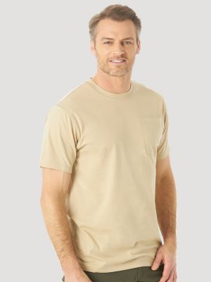 Wrangler® RIGGS Workwear® Short Sleeve 1 Pocket Performance T-Shirt in Khaki