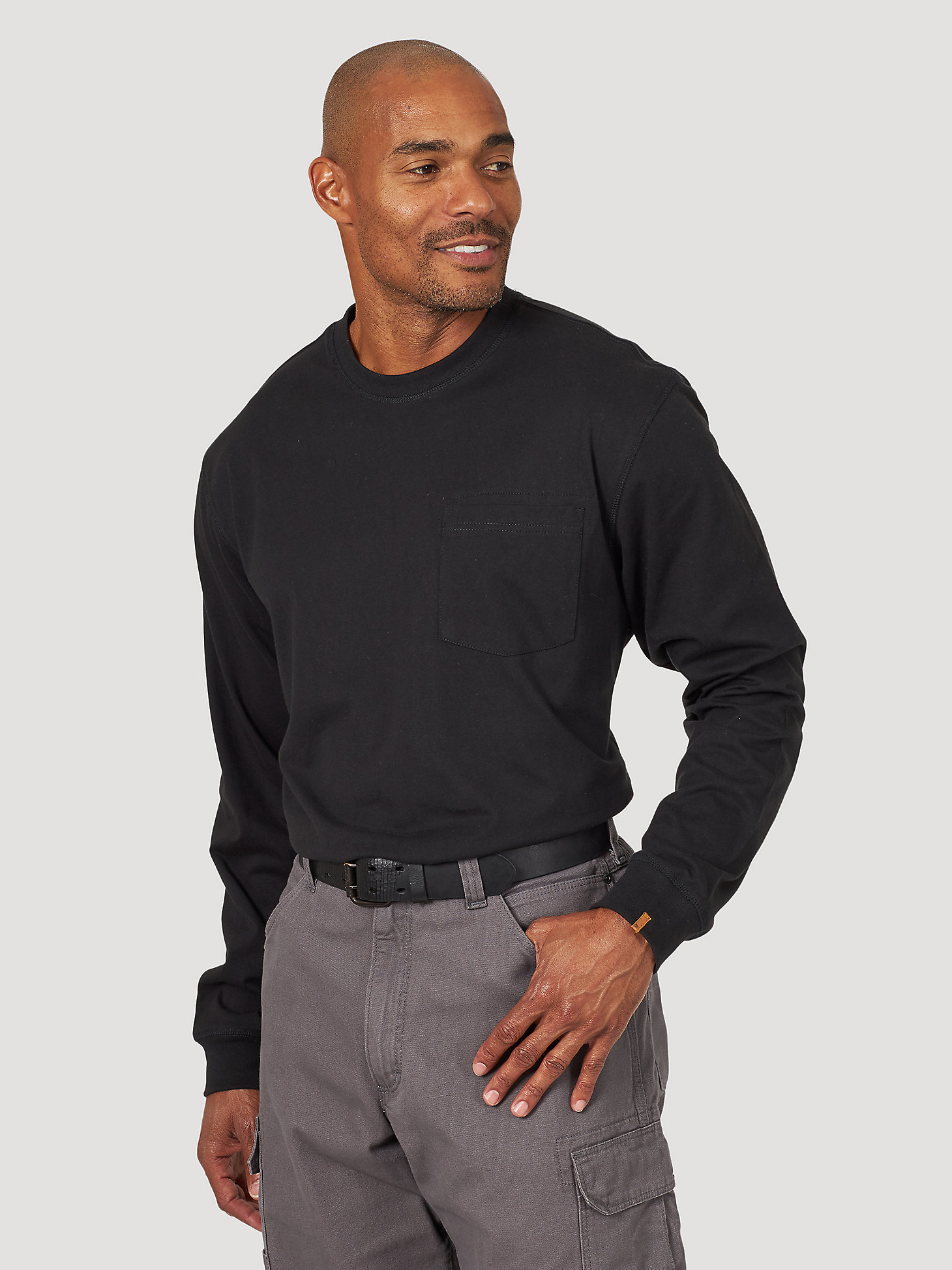 Wrangler® RIGGS Workwear® Long Sleeve 1 Pocket Performance T-Shirt in Black main view