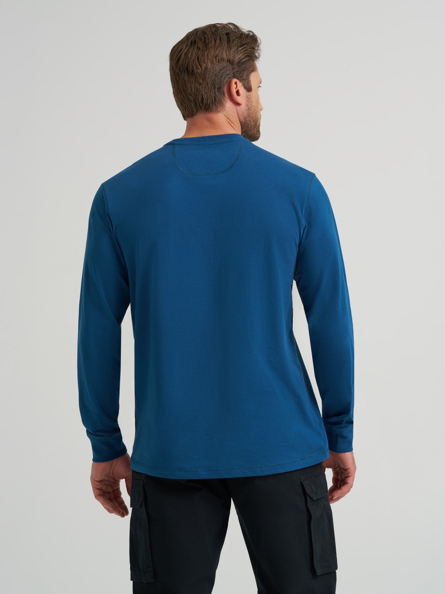 Мужская футболка Wrangler Riggs Workwear® Long Sleeve 1 Pocket Performance, цвет: Синий — фото 3