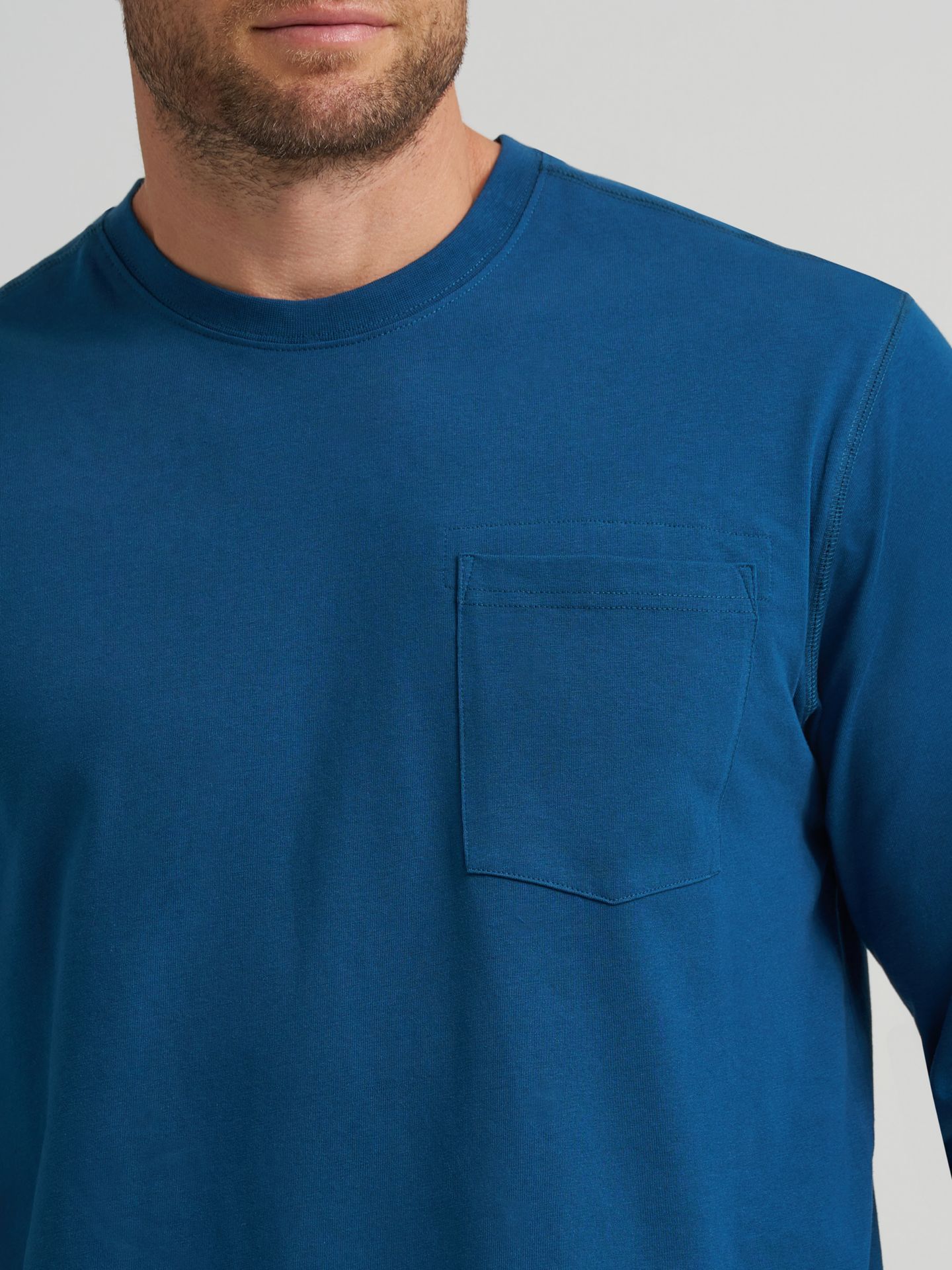 Мужская футболка Wrangler Riggs Workwear® Long Sleeve 1 Pocket Performance, цвет: Синий — фото 4