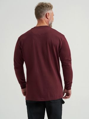 Wrangler® RIGGS Workwear® Long Sleeve Pocket T-Shirt in Burgundy