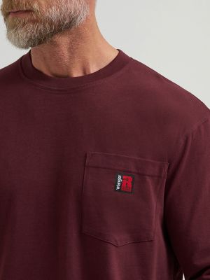 Wrangler® RIGGS Workwear® Long Sleeve Pocket T-Shirt in Burgundy alternative view 3