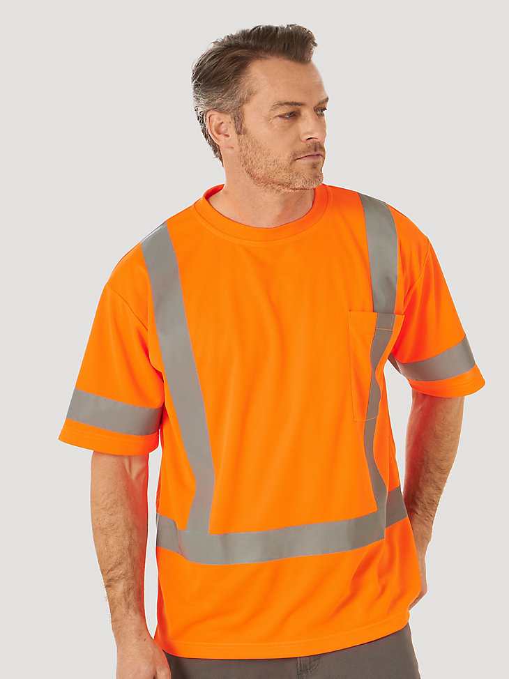 Wrangler® RIGGS Workwear® Short Sleeve High Visibility T-Shirt in Safety Orange main view