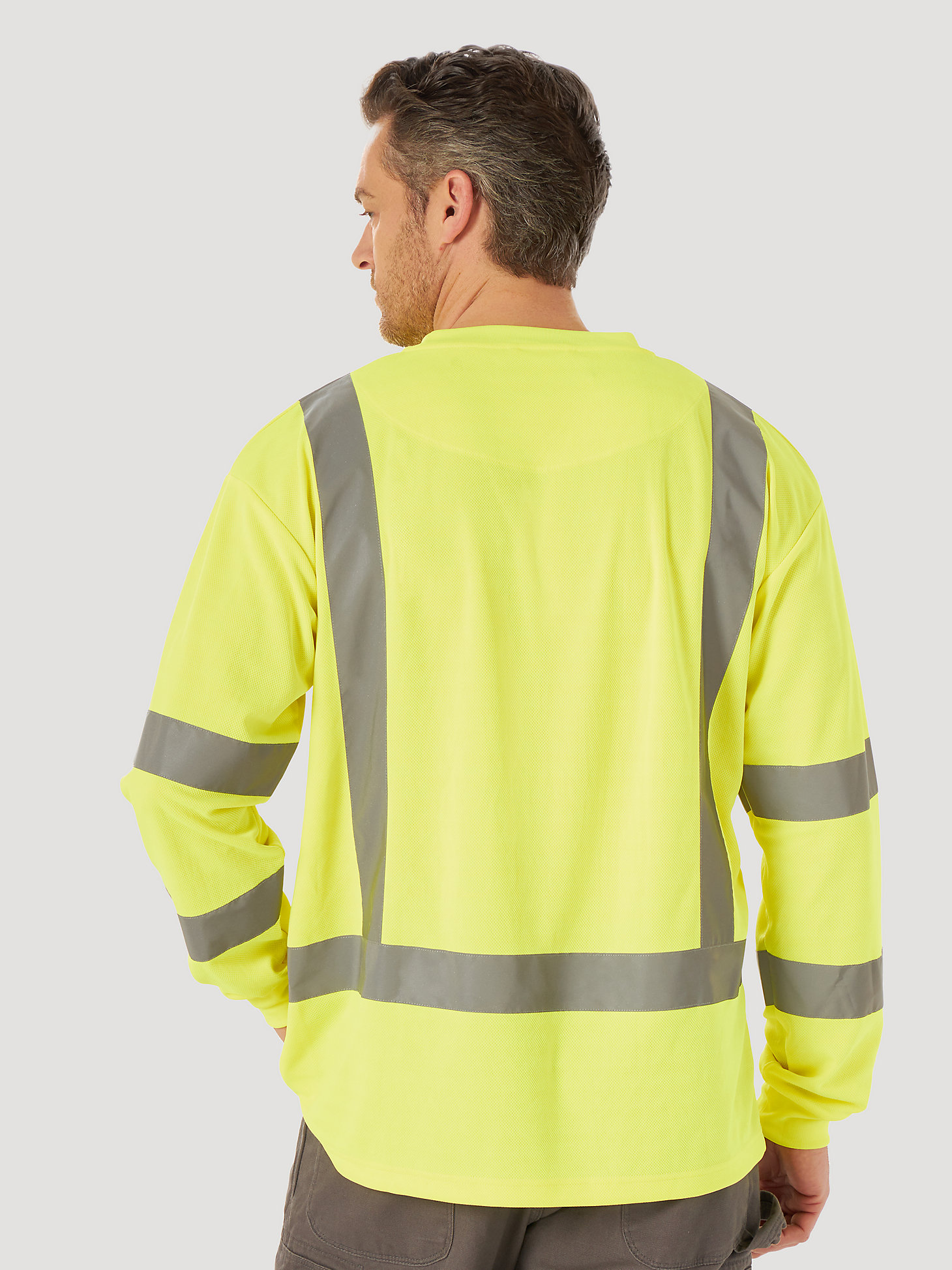 Wrangler® RIGGS Workwear® Long Sleeve High Visibility T-Shirt in Safety Green alternative view 1