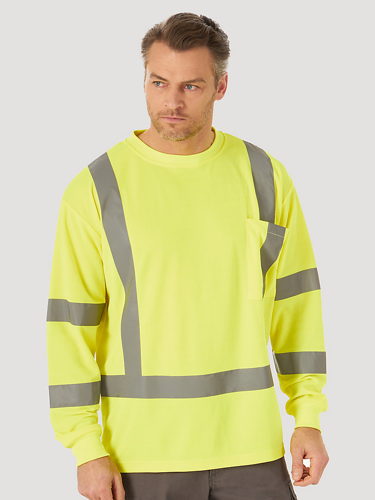 Wrangler® RIGGS Workwear® Long Sleeve High Visibility T-Shirt in Safety Green main view