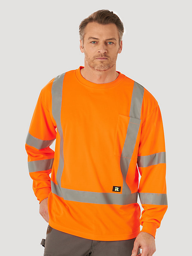 Wrangler® RIGGS Workwear® Long Sleeve High Visibility T-Shirt in Safety Orange