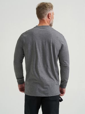 Wrangler® RIGGS Workwear® Long Sleeve Solid Henley in Charcoal Grey