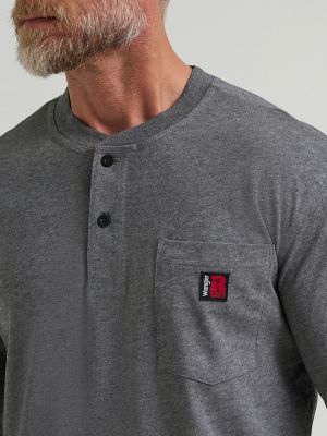 Wrangler® RIGGS Workwear® Long Sleeve Solid Henley in Charcoal Grey