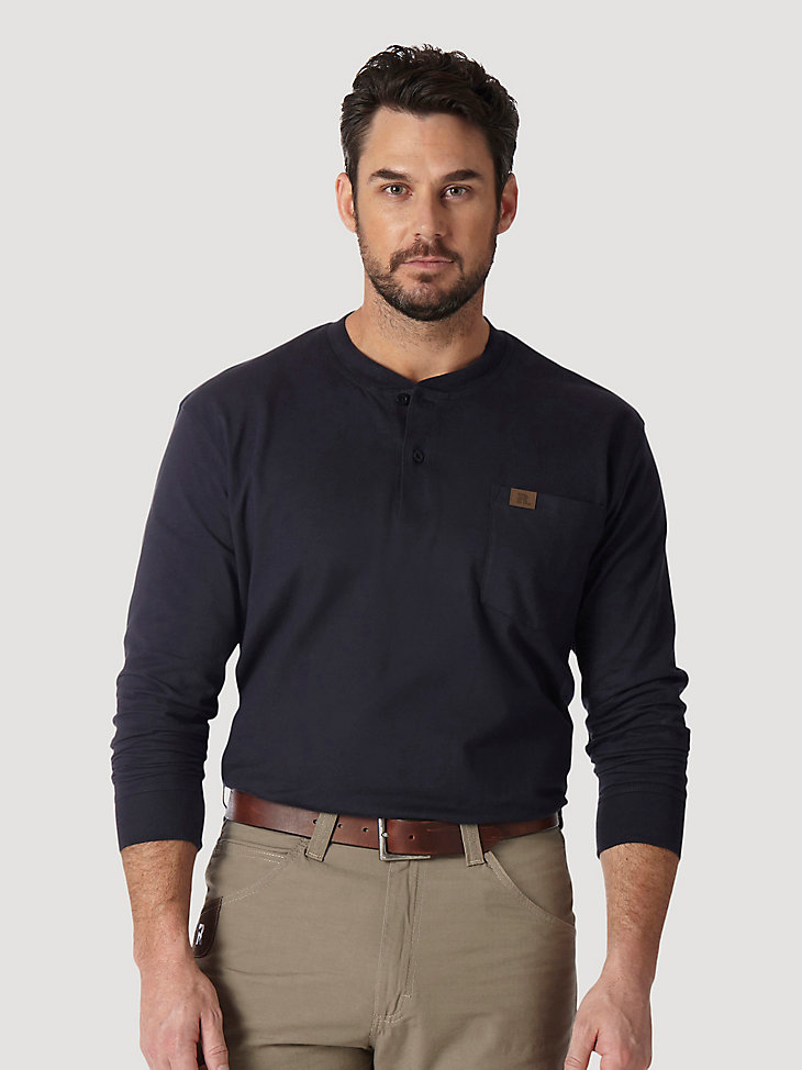 Wrangler® RIGGS Workwear® Long Sleeve Solid Henley in Navy main view