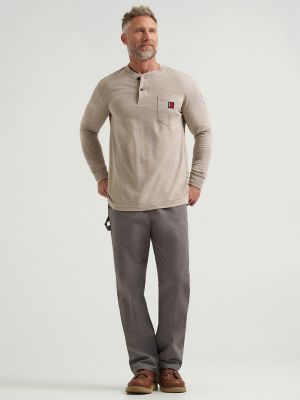 Wrangler® RIGGS Workwear® Long Sleeve Solid Henley in Oatmeal Heather