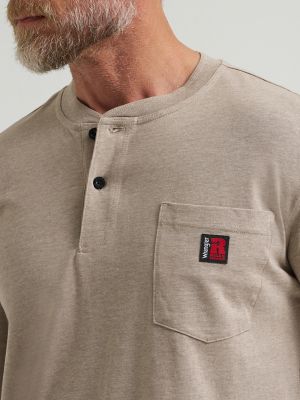 Wrangler® RIGGS Workwear® Long Sleeve Solid Henley in Oatmeal Heather