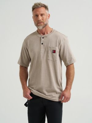 Wrangler® RIGGS Workwear® Short Sleeve Henley in Oatmeal Heather