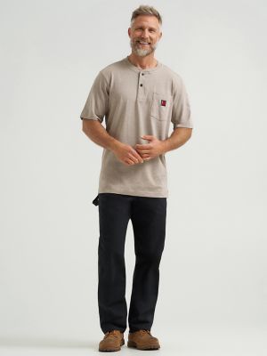 Wrangler® RIGGS Workwear® Short Sleeve Henley in Oatmeal Heather