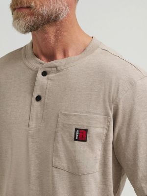 Wrangler® RIGGS Workwear® Short Sleeve Henley in Oatmeal Heather alternative view 4