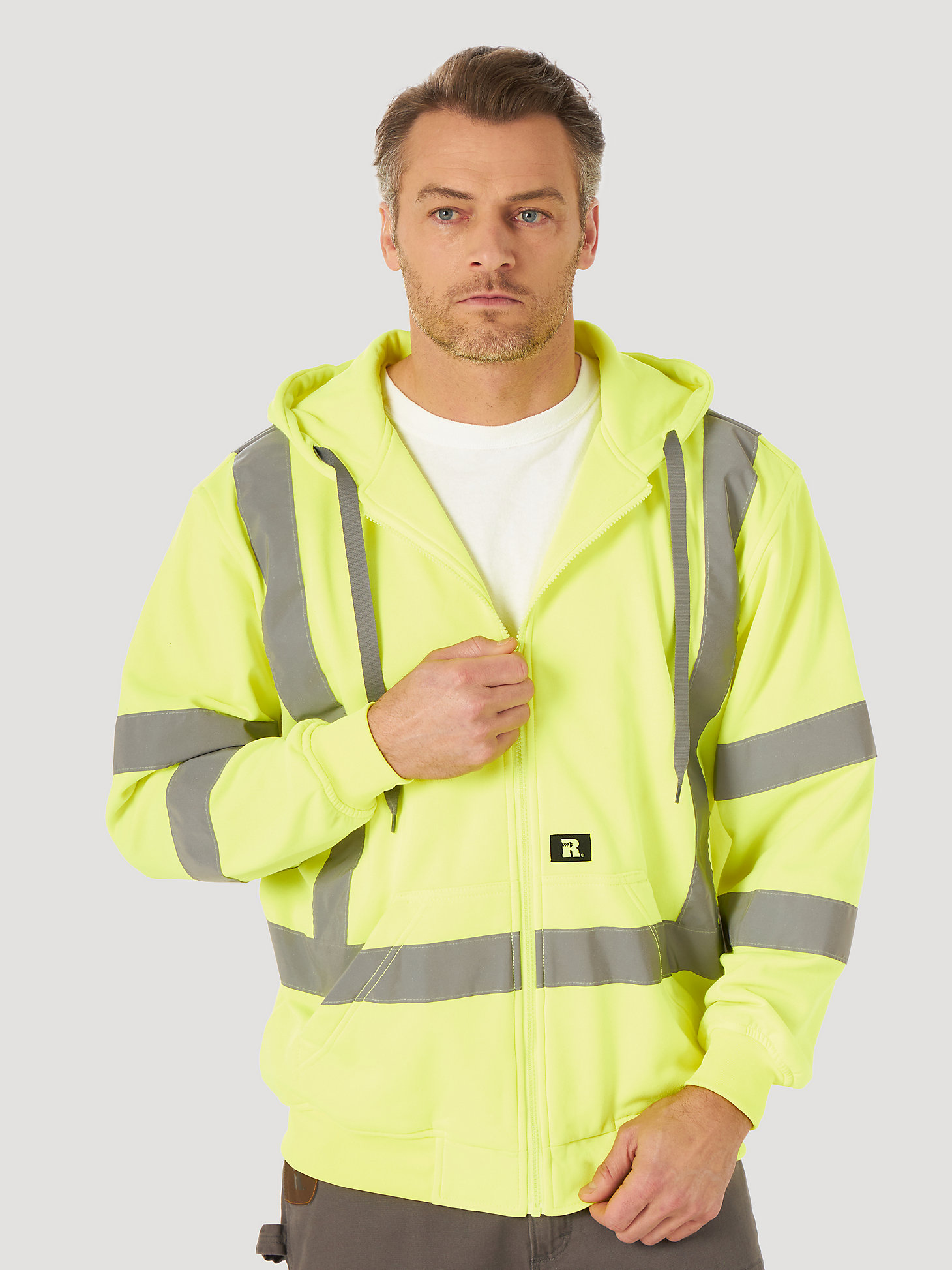 Wrangler® RIGGS Workwear® Long Sleeve High Visibility Hoodie in Safety Green main view