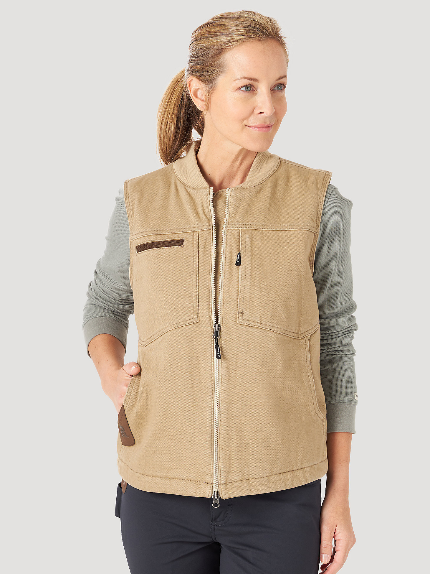 Women's Wrangler® RIGGS Workwear® Tough Layers Insulated Work Vest in Golden Khaki alternative view 5