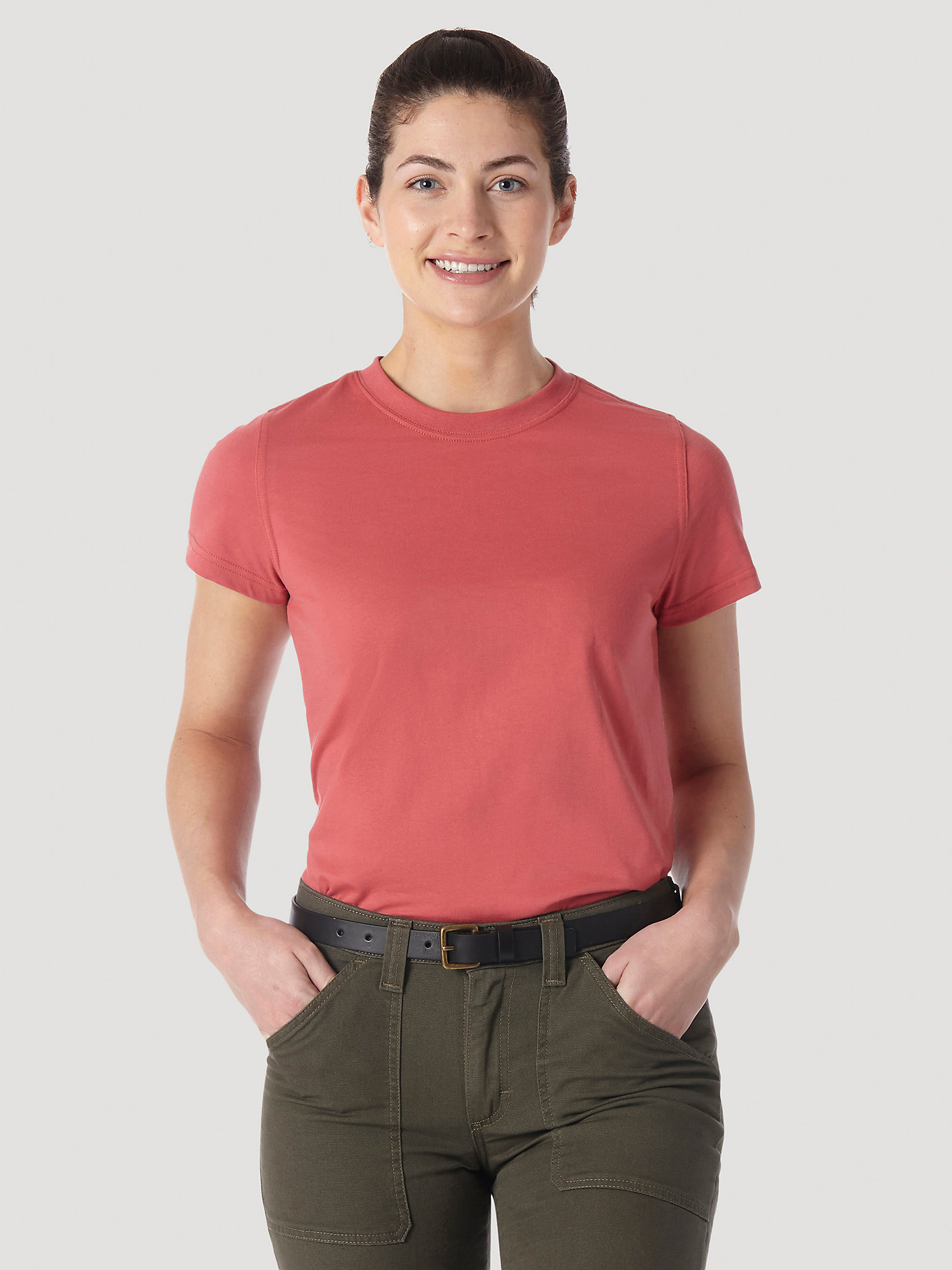 Women's Wrangler® RIGGS Workwear® Short Sleeve Performance T-Shirt in Berry main view