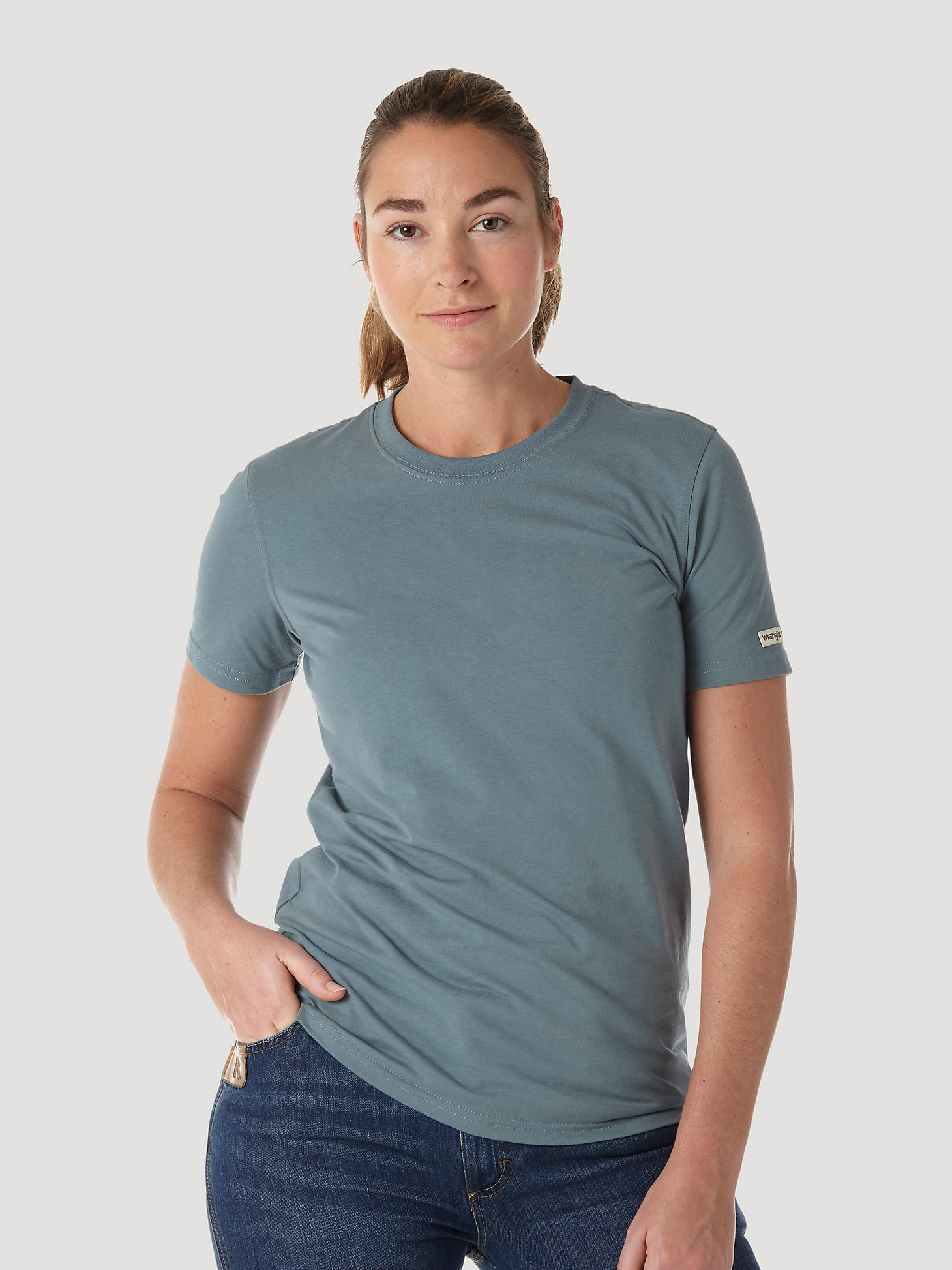 Women's Wrangler® RIGGS Workwear® Short Sleeve Performance T-Shirt in Sea Green alternative view 1