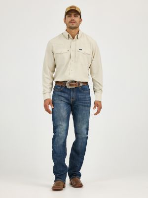 Jeans hombre wrangler celeste calce ajustado, talla 42