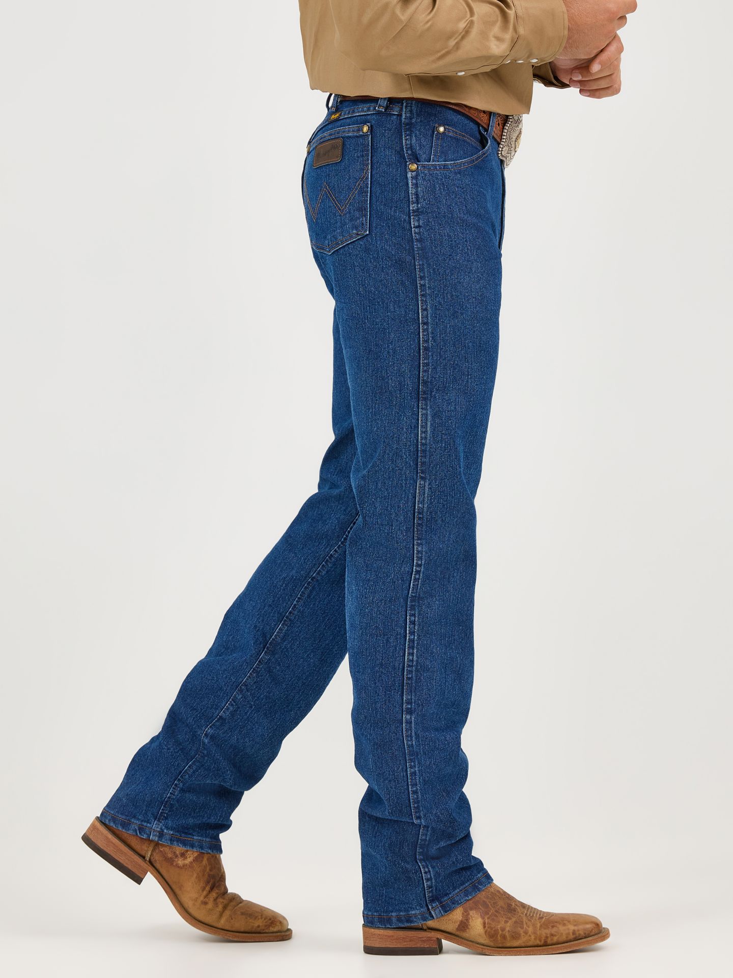 Мужские джинсы Wrangler Premium Performance Advanced Comfort Cowboy Cut® Regular Fit, цвет: Серо-бежевый — фото 4