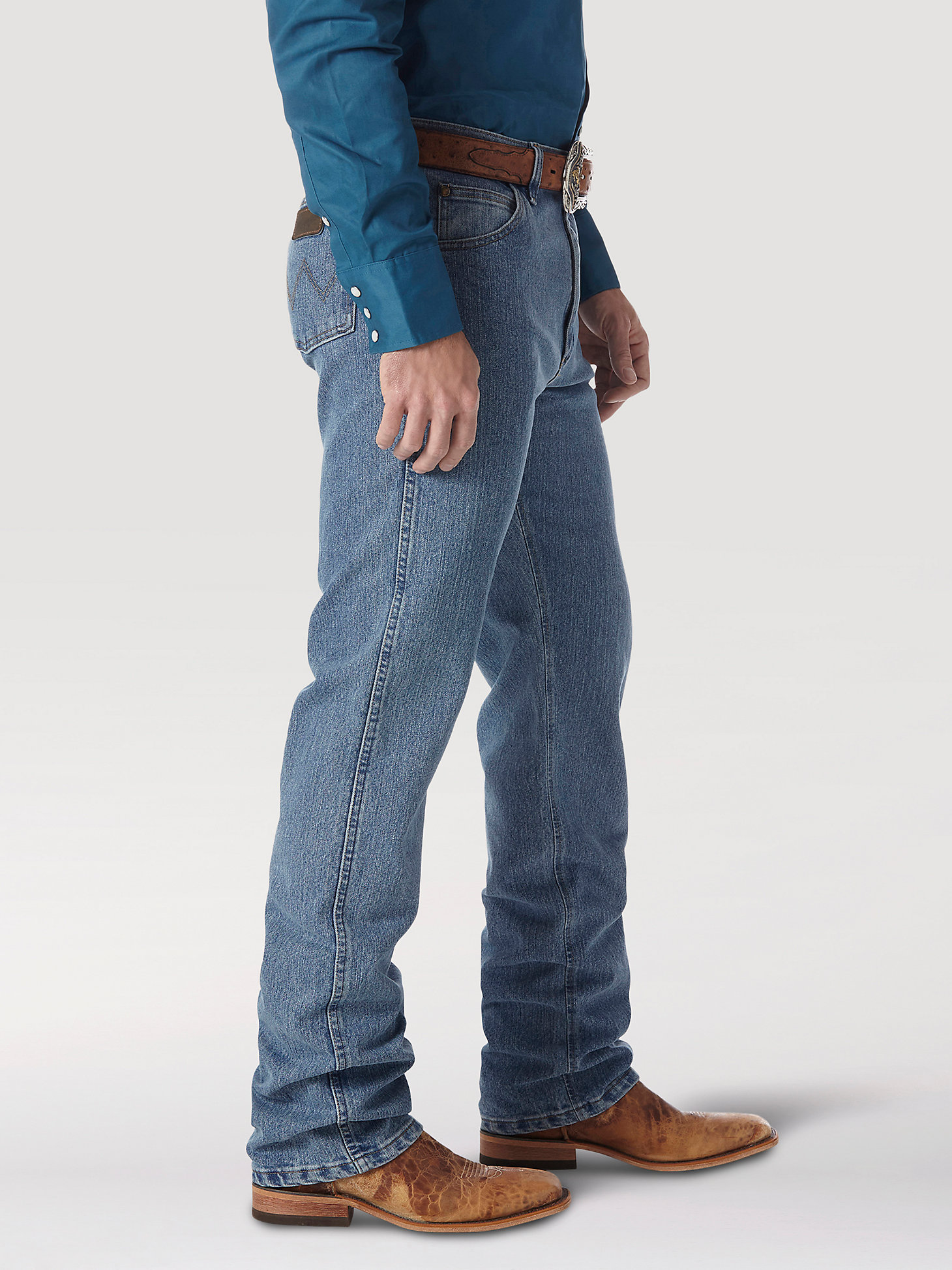 Premium Performance Advanced Comfort Cowboy Cut® Regular Fit Jean in Stone Bleach alternative view 1