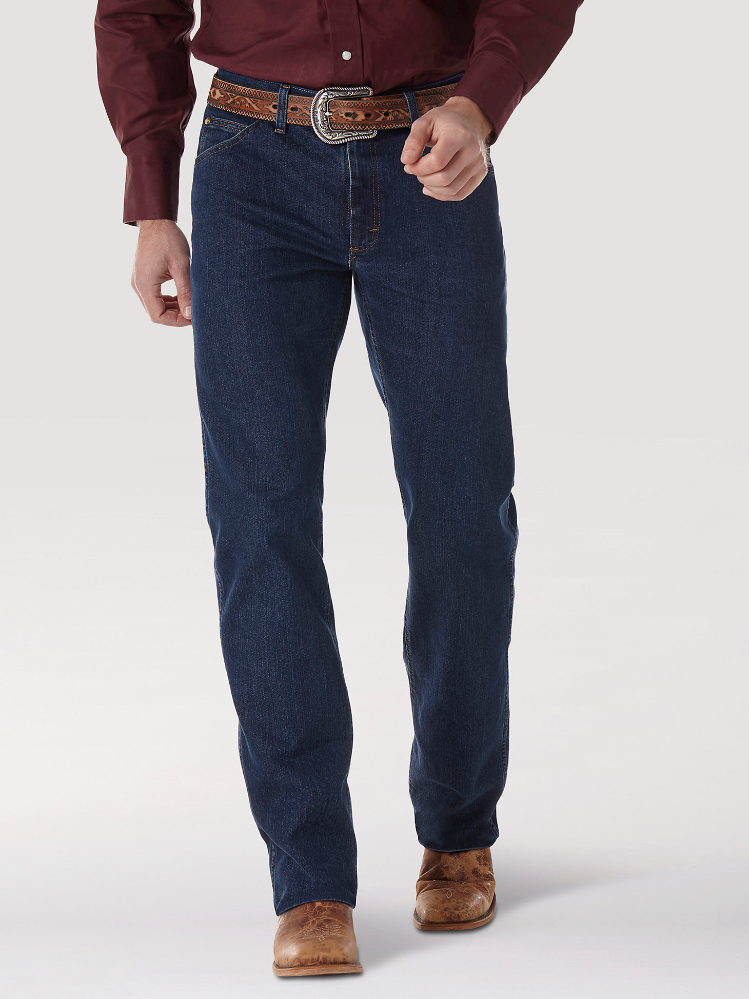 Premium Performance Cowboy Cut® Advanced Comfort Wicking Regular Fit Jean in Midnight Rinse main view