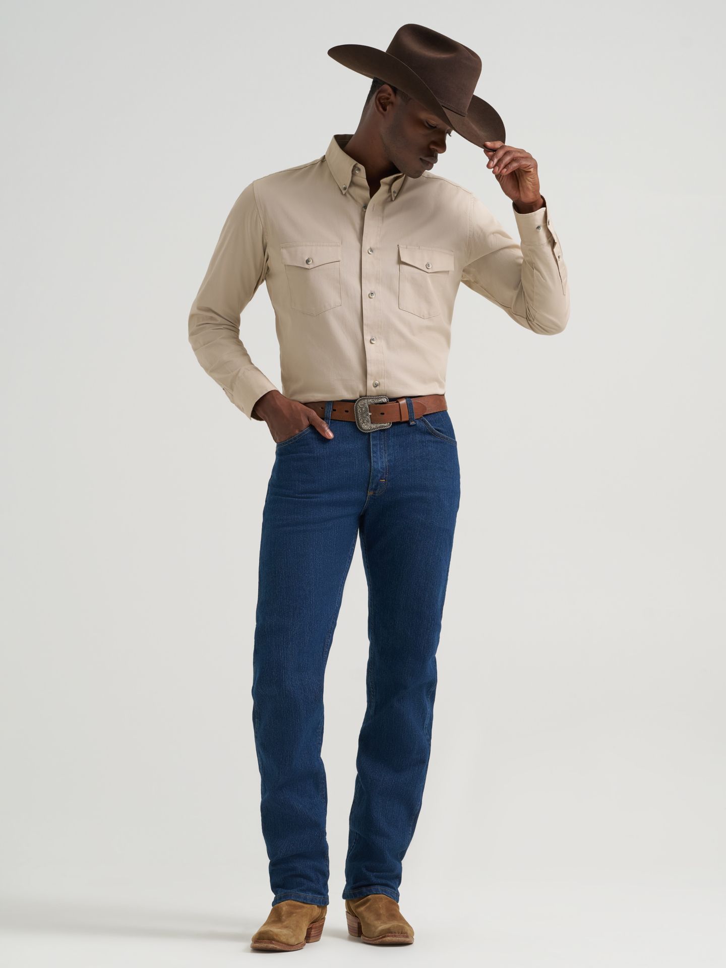 Мужские джинсы Wrangler Premium Performance Cowboy Cut® Advanced Comfort Wicking Regular Fit, цвет: Тёмно-синий — фото 1