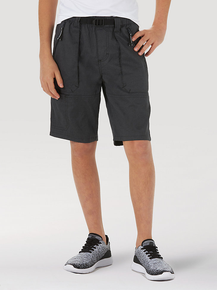 Boy's Wrangler® Outdoor Utility Short in Black Charcoal Heather main view