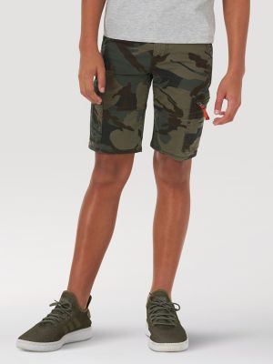NEW Boys Wrangler Adjustable Waist Cargo Shorts Camo Tan Stone Husky Regular 