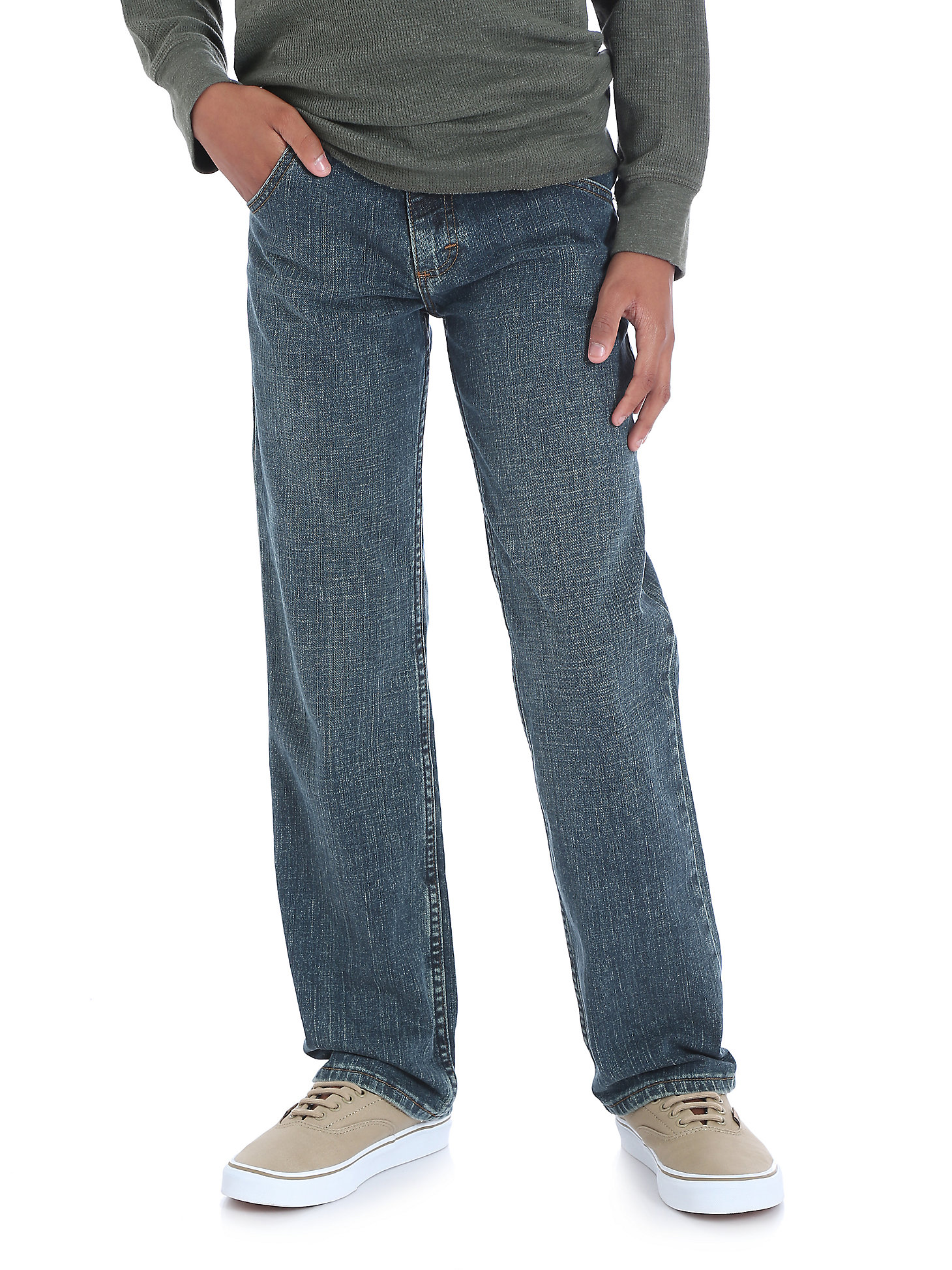 Boy's Wrangler® Five Star  Classic Straight Fit Jean (4-7) in Sunkissed Denim main view