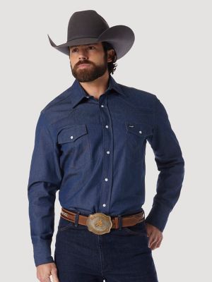Wrangler Men's Cowboy Cut Rigid Denim Western Work Shirt