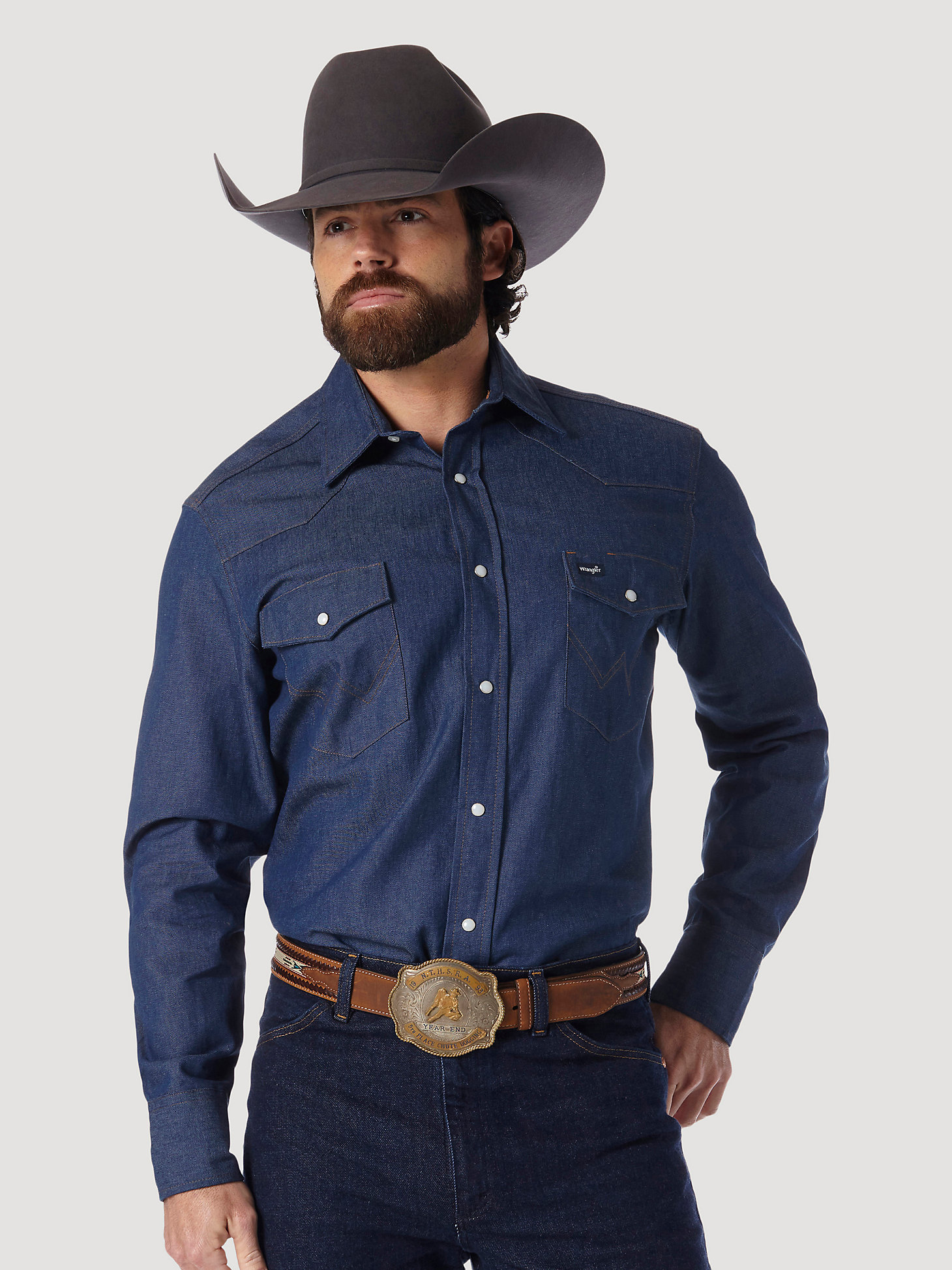 Cowboy Cut® Work Western Rigid Denim Long Sleeve Shirt in Rigid Indigo alternative view 3