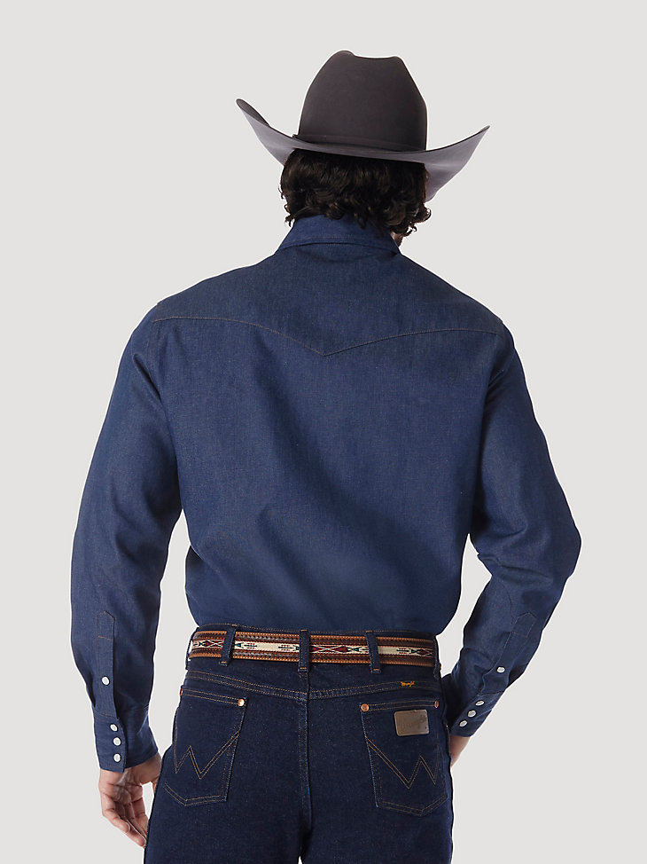 Cowboy Cut® Work Western Rigid Denim Long Sleeve Shirt in Rigid Indigo alternative view 4