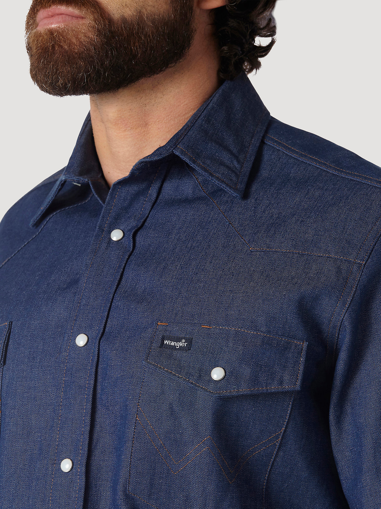 Cowboy Cut® Work Western Rigid Denim Long Sleeve Shirt in Rigid Indigo alternative view 6