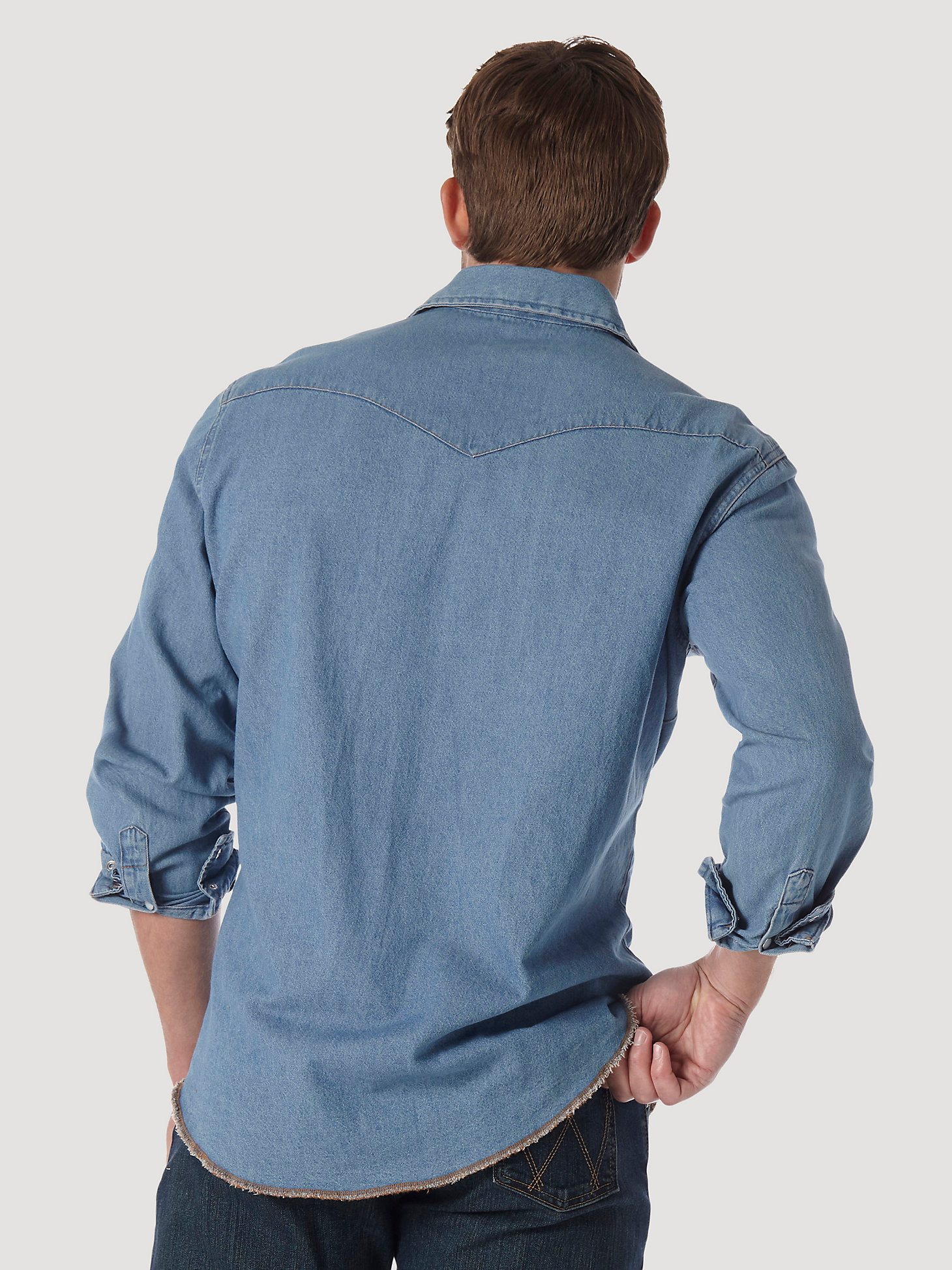 Cowboy Cut® Long Sleeve Western Denim Snap Work Shirt in Stonewash alternative view 1