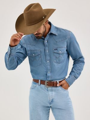 Cowboy Cut® Long Sleeve Western Denim Snap Work Shirt