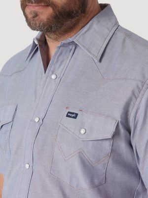 Cowboy Cut® Snap Solid Work Western Short Sleeve Shirt Chambray