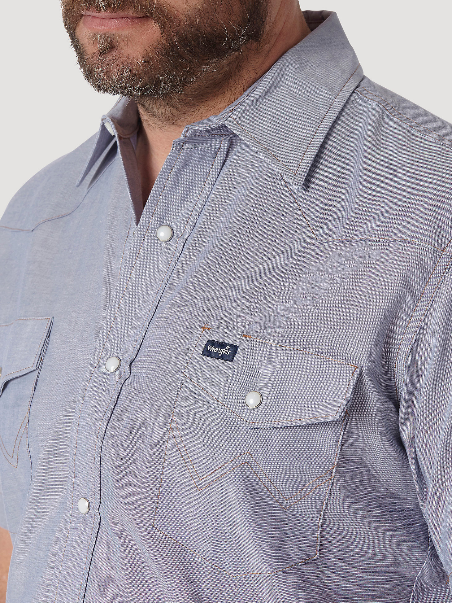 Cowboy Cut® Work Short Sleeve Western Snap Solid Chambray Shirt in Chambray alternative view 2