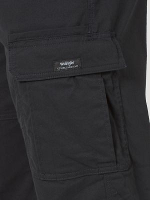 Relaxed Fit Cotton Cargo Joggers - Black - Men